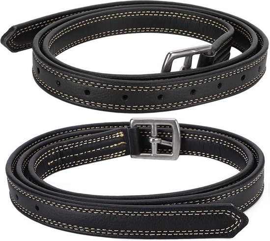 PAIRE D'ETRIERS ANCIENS CUIR ET METAL AVEC LEURS SANGLES