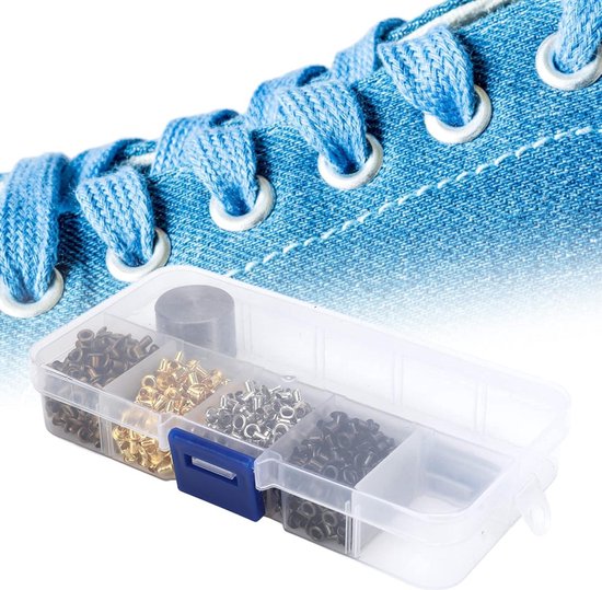 BAXNORE 500 stks Grommet Tool Kit, 2 mm koperen oogjes, metalen doorvoertules Eyelets Kit, kleurrijke doorvoertules Kit, Grommet Kit Gereedschap voor kledingschoenen Bag Crafts (Wit