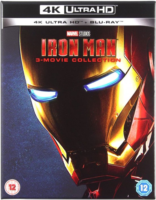 De 4K Ultra HD Iron Man 3-filmcollectie, met de helm van Iron Man.