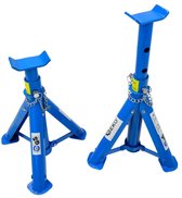 Relaxdays assteun, set van 2, autokrik, verstelbare hoogte 29-42 cm, auto, caravan, kriksteun 3 ton, staal, zwart-rood