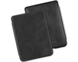 Lunso Geschikt voor Kobo Clara HD hoes (6 inch) - Leren sleepcover - Zwart