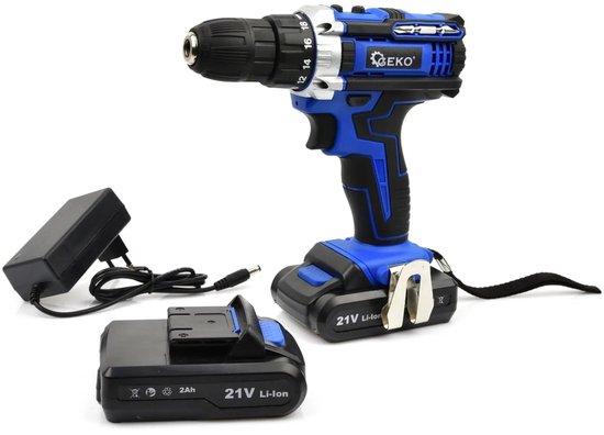 GEKO Accuboormachine - 21V - 2x 2Ah accu - Inclusief koffer en lader