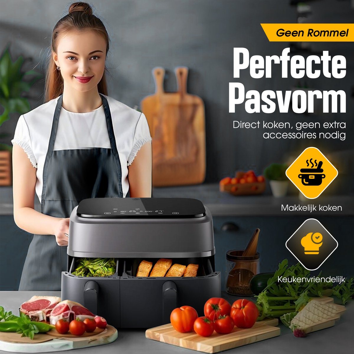 Bewern 2 Stuks Siliconen Bakvormen - 6L en 3L - Geschikt voor Philips Airfryer Dual Basket 3000 Series - Accessoires voor Dubbele Airfryer - Siliconen Bakje — afbeelding 5