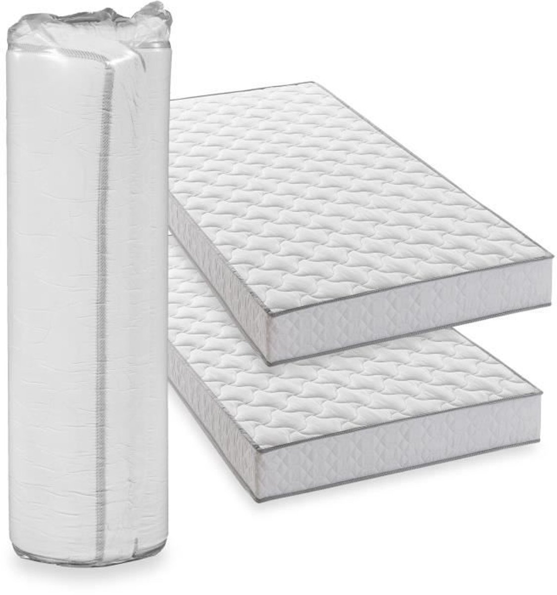 DEKO DREAM Set van 2 matrassen - 90 x 190 cm - Schuim - 14 cm - 5 comfortzones - DEKO DREAM - Hahtuva Wit