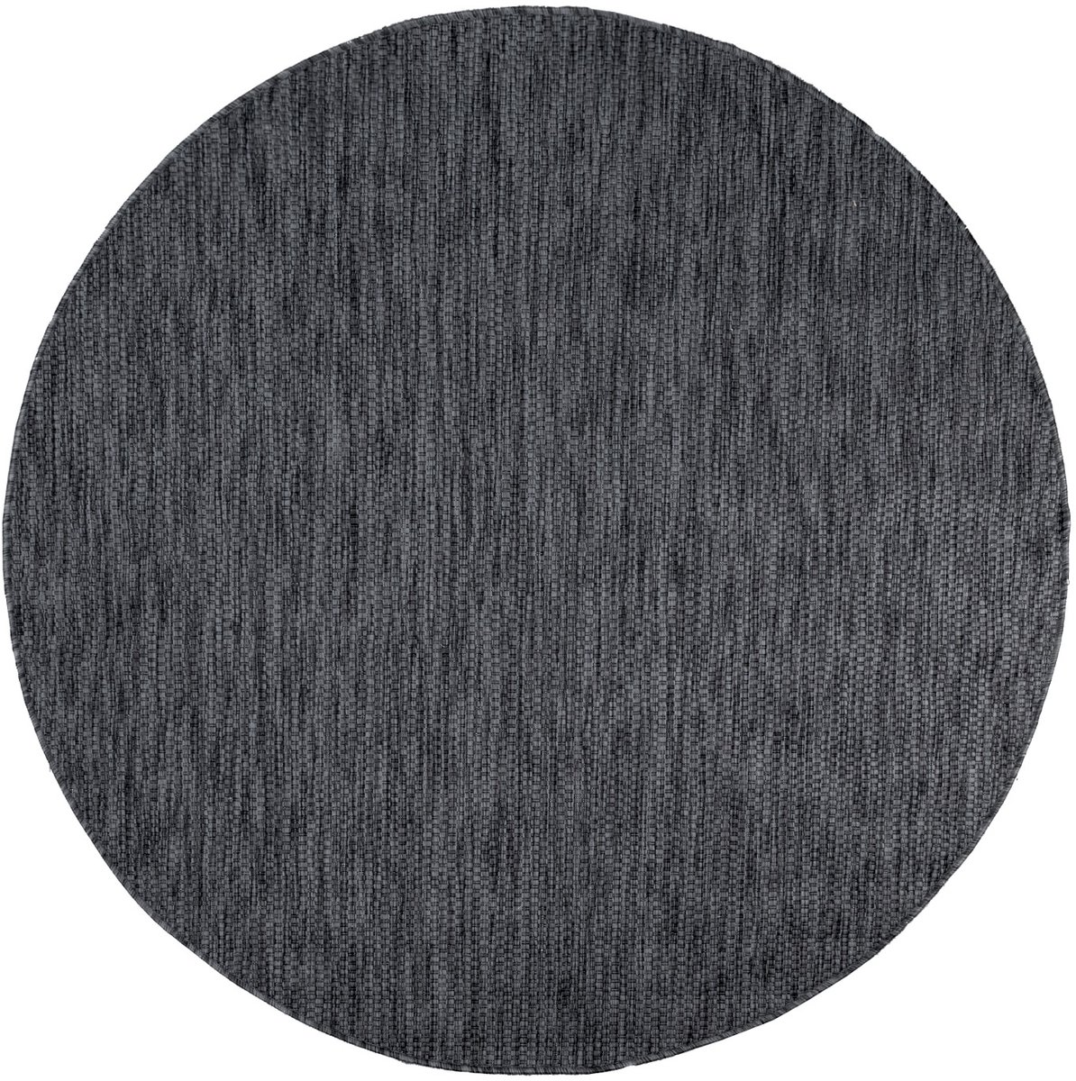 flycarpets Veniro Effen Binnen en Buitenkleed Antraciet - 80 cm rond - Laagpolig Vloerkleed Buiten - Tuinkleed / Tuintapijt