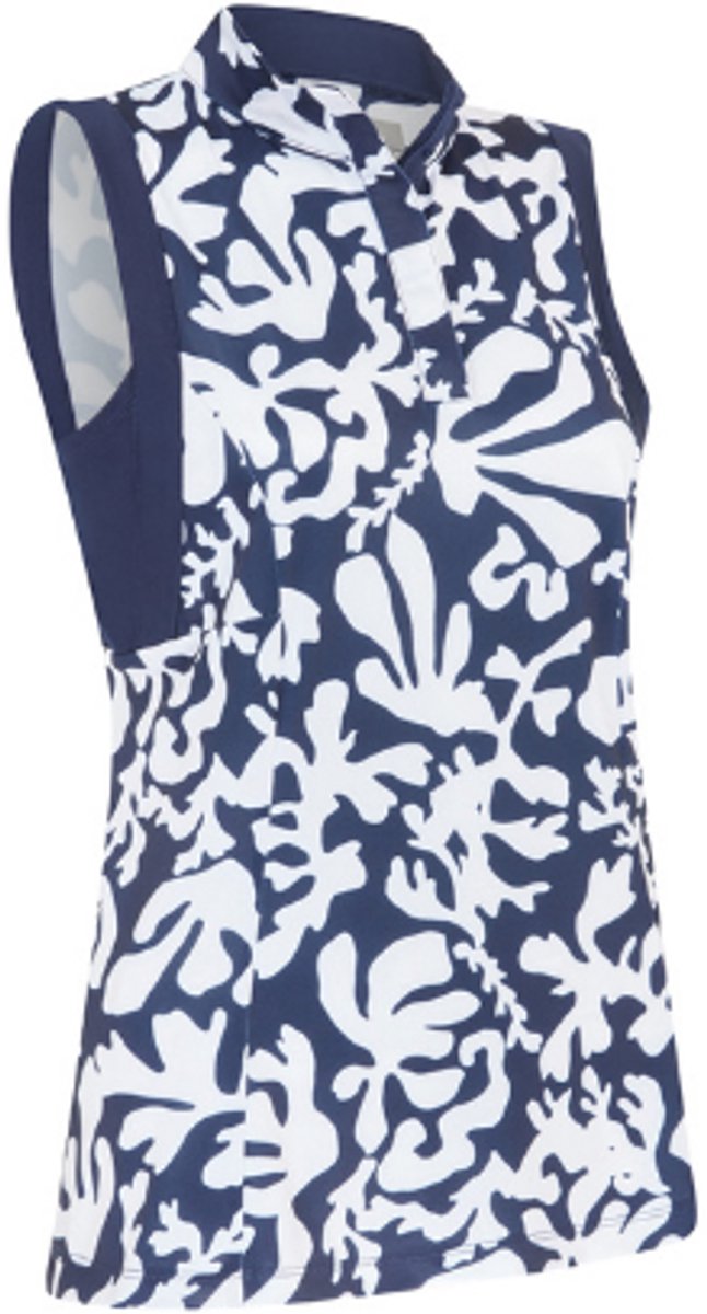 Callaway Abstract Floral Sleeveless Polo Dames Peacoat