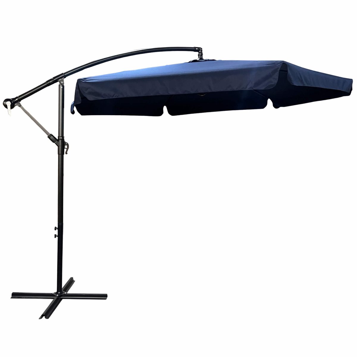 Terras Parasol CYNIA 245x300 cm met Zwengel - Donkerblauw, Verstelbaar, UV-bestendig in donkerblauw, adjustable, UV-resistant.