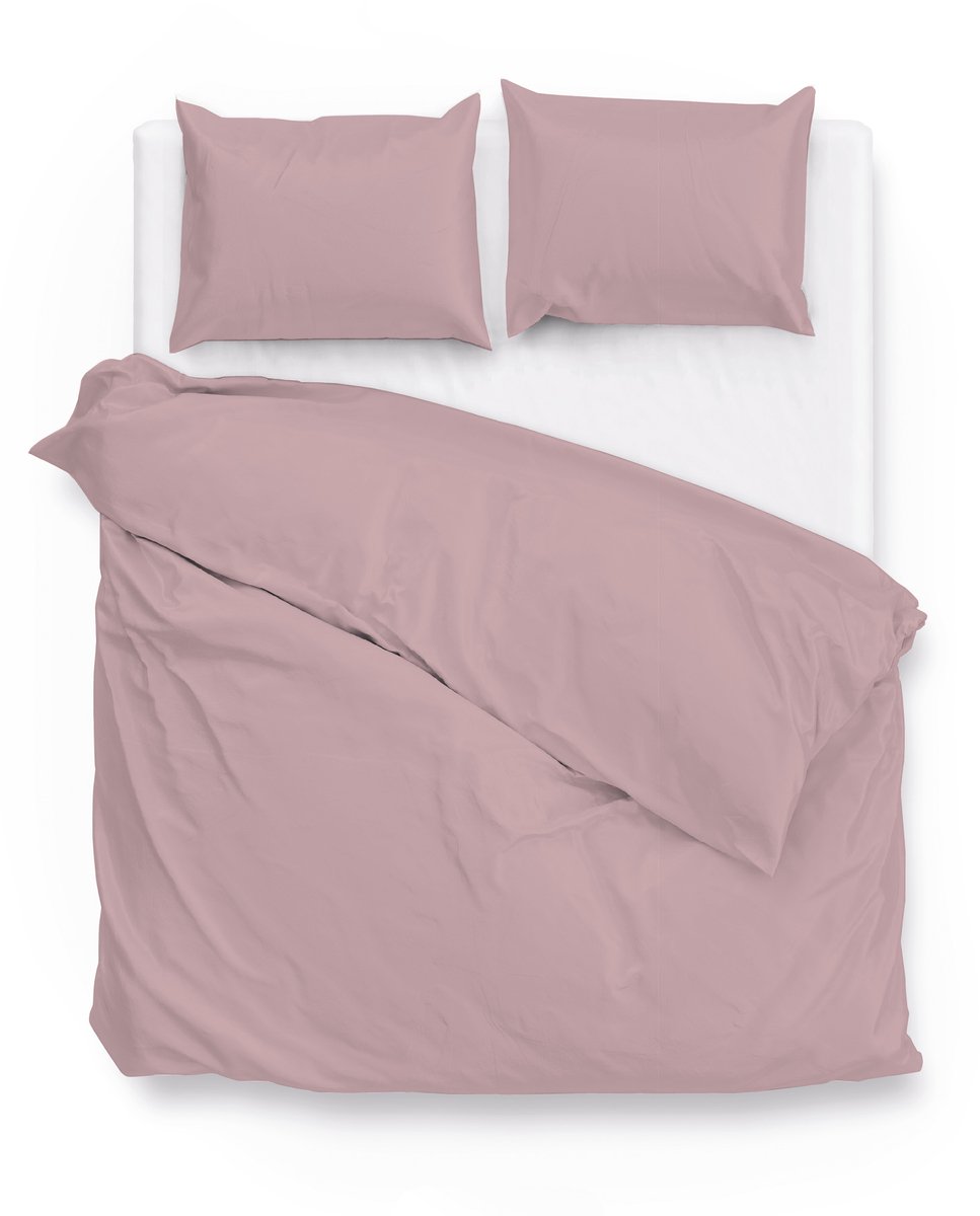 Zohome Dekbedovertrek Satinado - Effen Bedlinnen - 260x220 - Roze - Dekbedhoes van 100% Katoen-Satijn