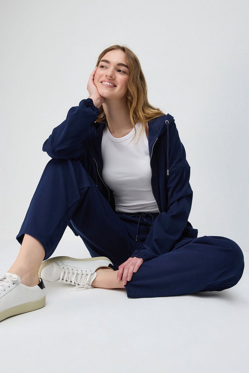 Navy Wide-Leg Sweatpants