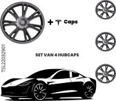 Wielnaafdop, 19 Inch Wieldop Wieldoppen voor Model Y 2020‑2023, Set van 4, Vervangende Wieldoppen, Wielnaafdop Velgdop Velgbeschermer Vervanging, Auto-accessoires (Mat zwart