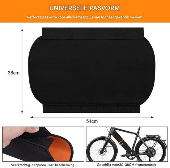 E-bike accu beschermhoes - waterdichte e-bike accu hoes - koudebestendige fiets accu beschermhoes - koudebestendige stofdichte hoes waterdichte bescherming - e-bike hoes accessoires - zwart van Wheeloo — afbeelding 2