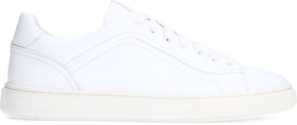 Manfield - Heren - Witte leren sneakers - Maat 40
