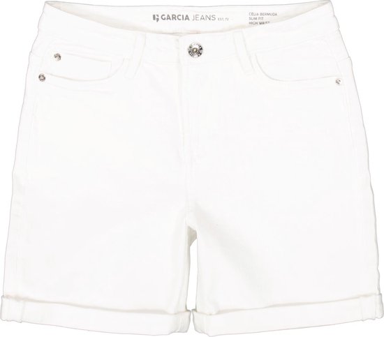 Witte Garcia denim bermudashorts met omslag aan de onderkant.