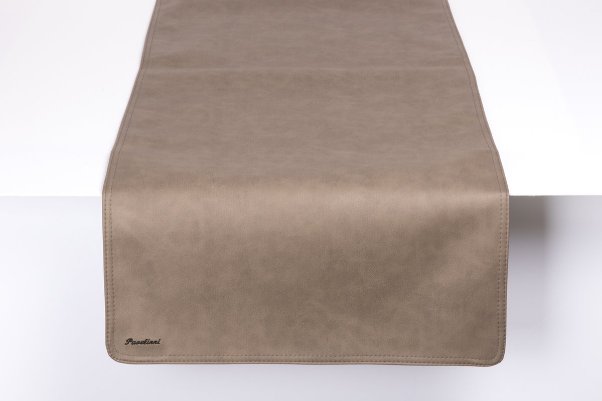 Pavelinni | Tafelloper | Eco-leer | Dubbelzijdig | Vlekbestendig | 45x120 cm | Smoked/Graniet (K06/K07)