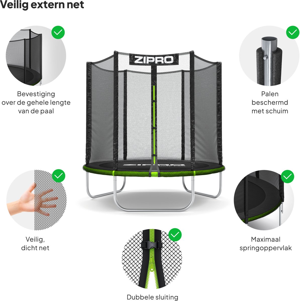ZIPRO Jump Pro OUT - Trampoline Ø183cm 6FT - Trampoline met veiligheidsnet - Voor kinderen - max. 100 kg - UV-bestendig — afbeelding 5
