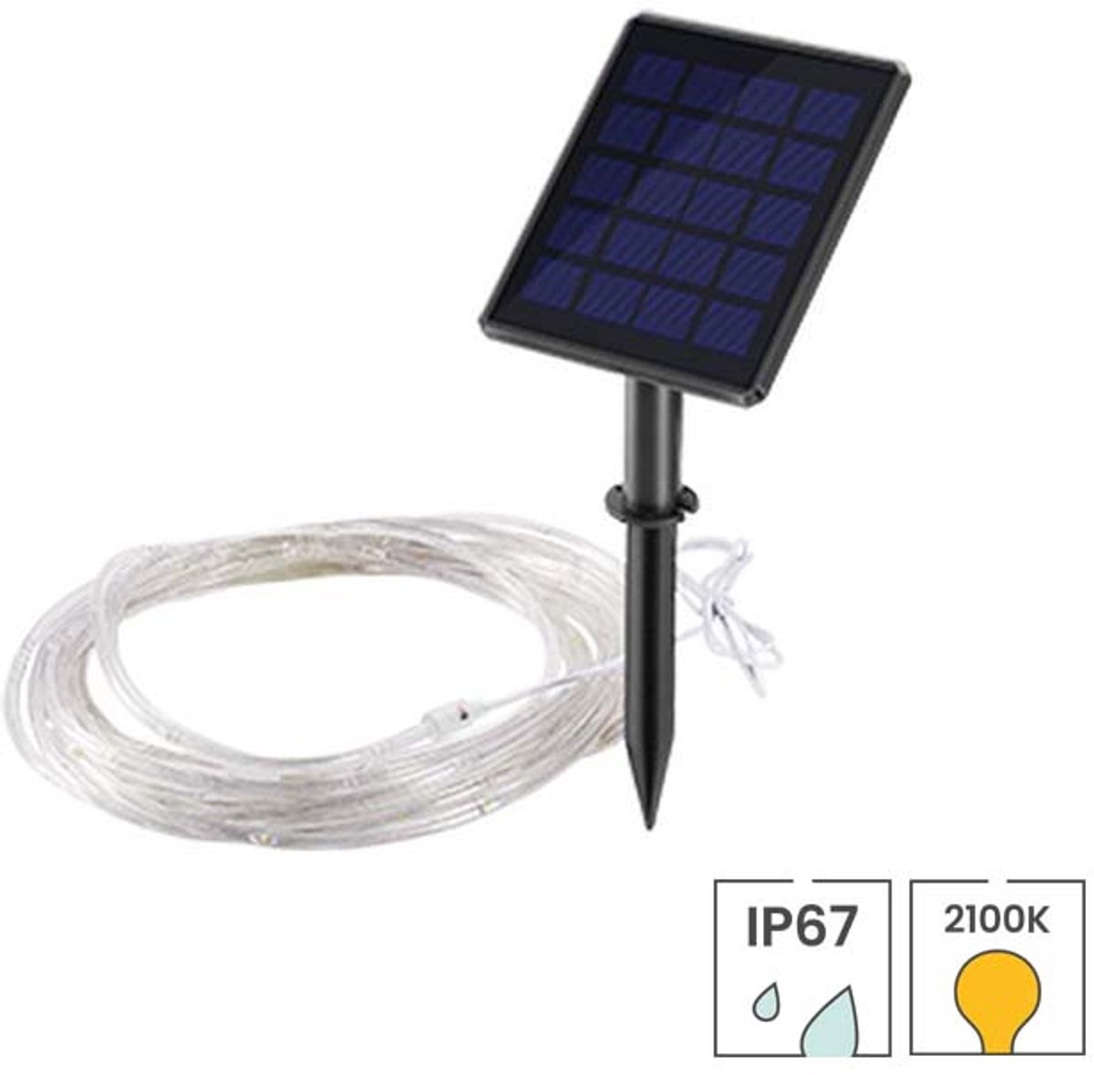 Lybardo - Solar Tuinverlichting - Lichtsnoer 10m - 7 Lichtfuncties - Extra Warmwit - Zonne Energie - Dag-nacht Sensor