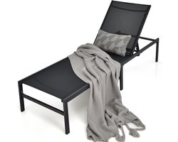 COSTWAY Ligstoel, ligstoel met 6-traps verstelbare rugleuning, ademende stof, ligstoel voor tuin, terras, zwembad, 198 x 64 x 35 cm