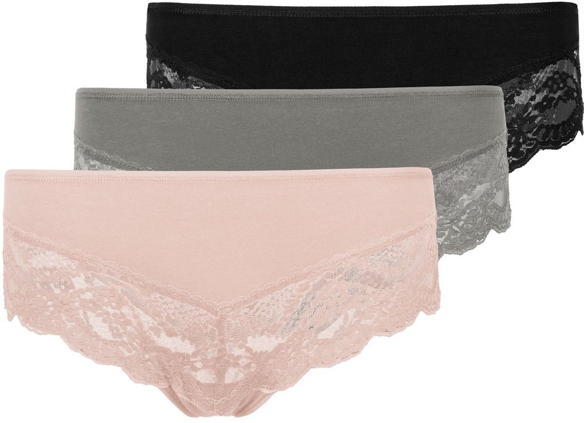 SNOCKS Hipsterslip met Kant - Biologisch Katoen - Ondergoed Dames - Dames Ondergoed - Dames Slips - Dames Onderbroeken - 3 Stuks