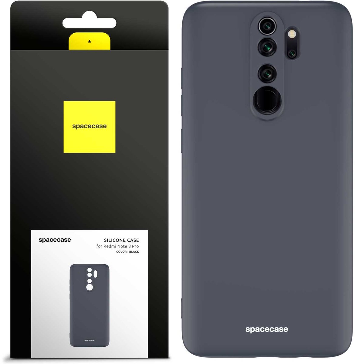 Spacecase Siliconen Case Cover Voor Xiaomi Redmi Note 8 Pro Zwart