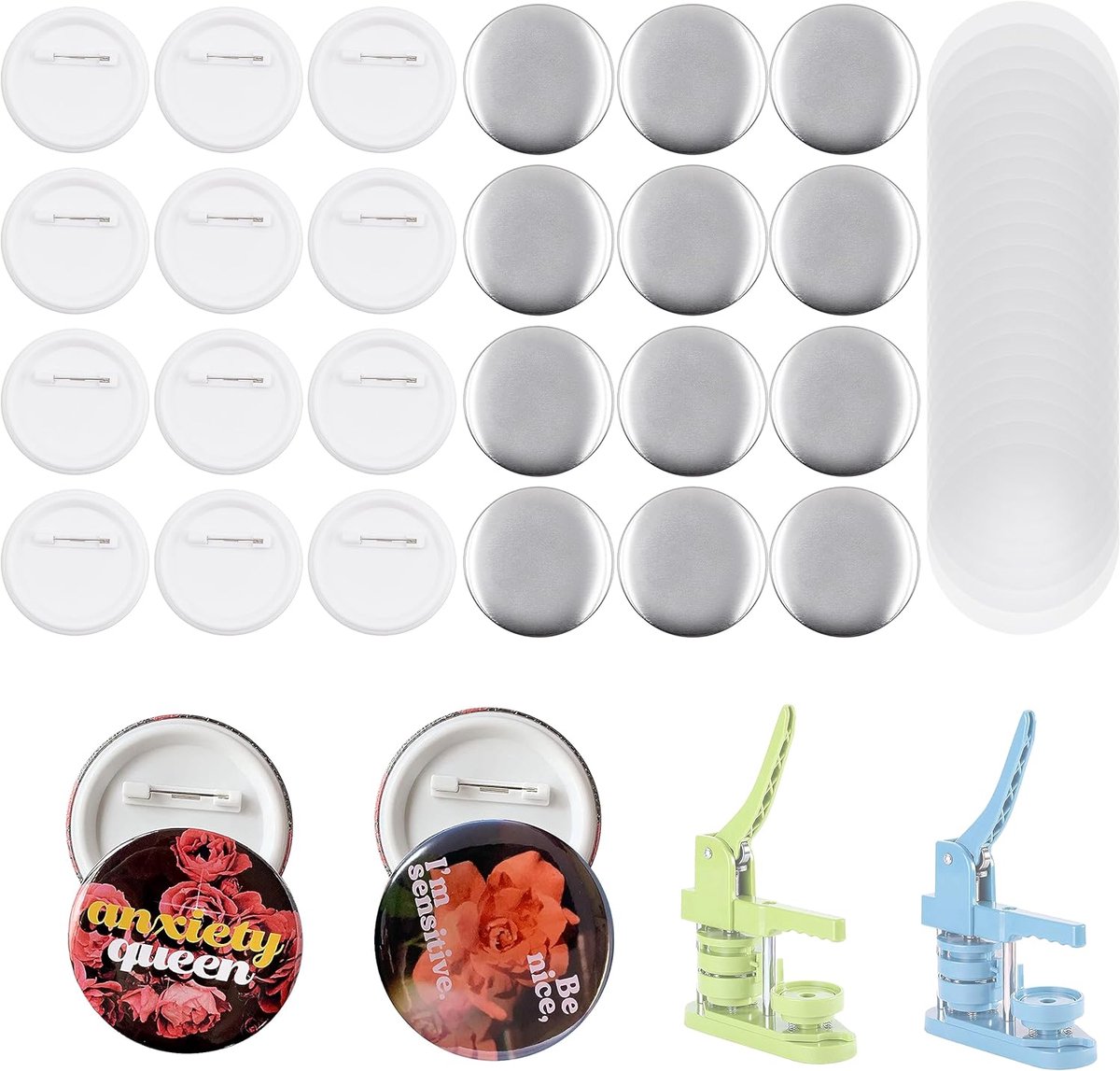 100 Stuks 58 mm Blanco Pin-Knoppen - Witte Badge Knoppen voor Doe-Het-Zelf Projecten