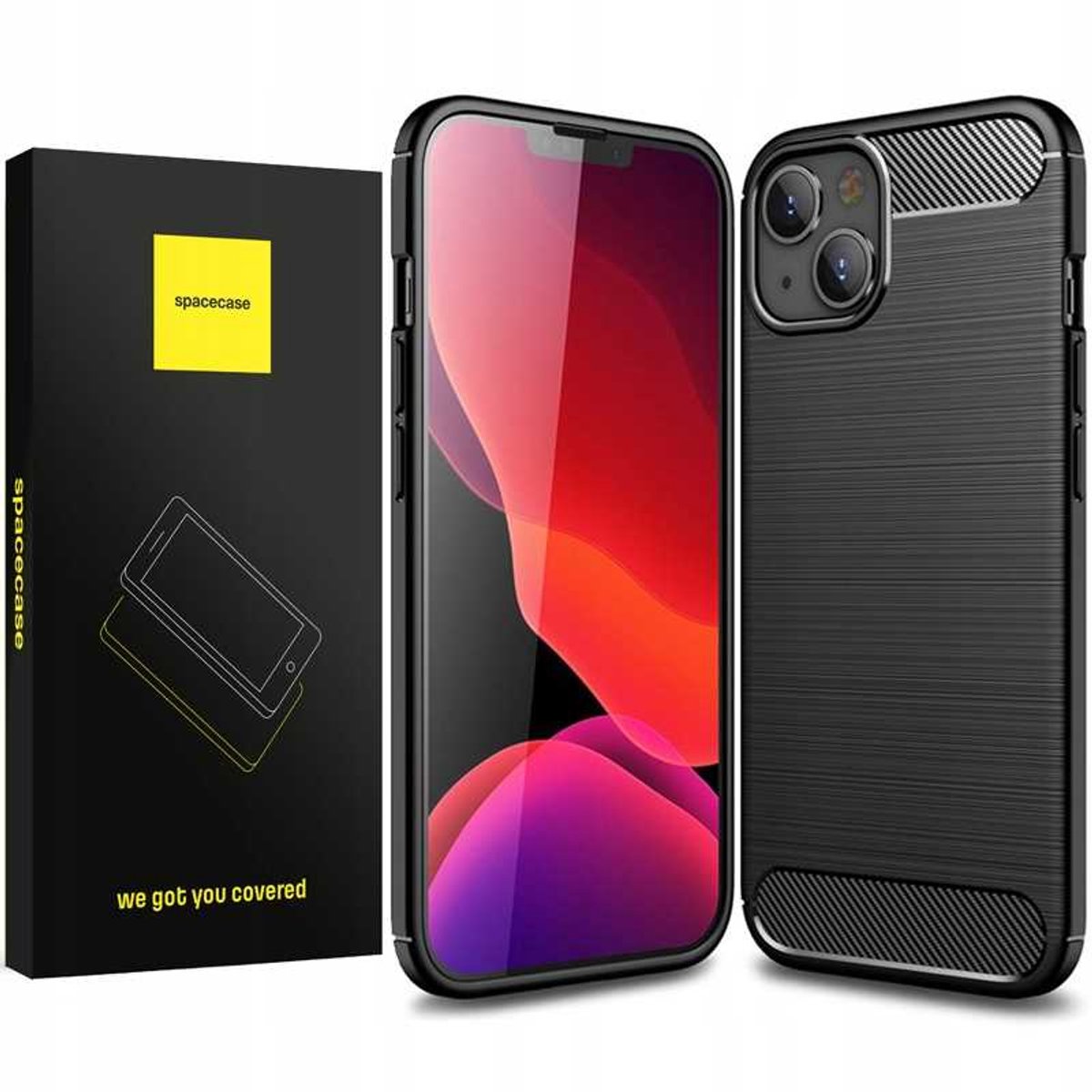 Spacecase Case Cover Voor Iphone 14 Plus Carbon Zwart