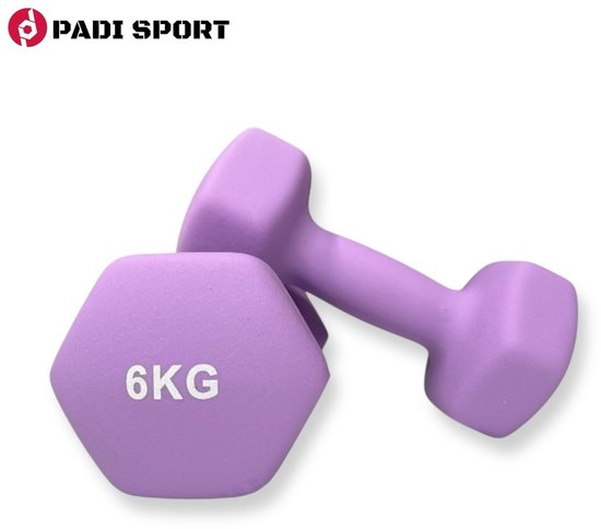 Padisport - Dumbells 6 Kg - Halter - Gewichten Set Halters - Gewichten 6 Kg - Paars - Gewichten - Dumbells - Halters - Gewichtjes 6 Kg