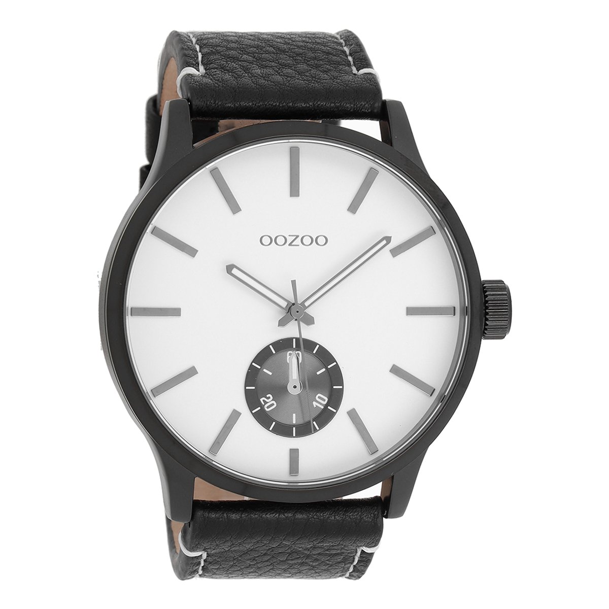 OOZOO Timepieces - Zwarte horloge met zwarte leren band - C9038
