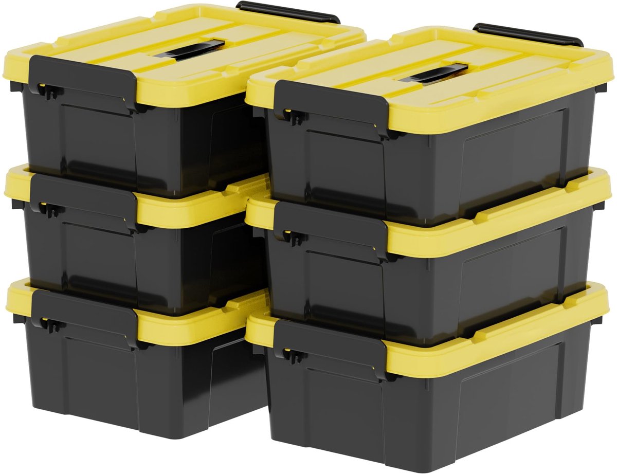 My Ninki ® Opbergbakset van 15L met Stapelbare en Nestbare Plastic Boxen met Deksel en Handvatten