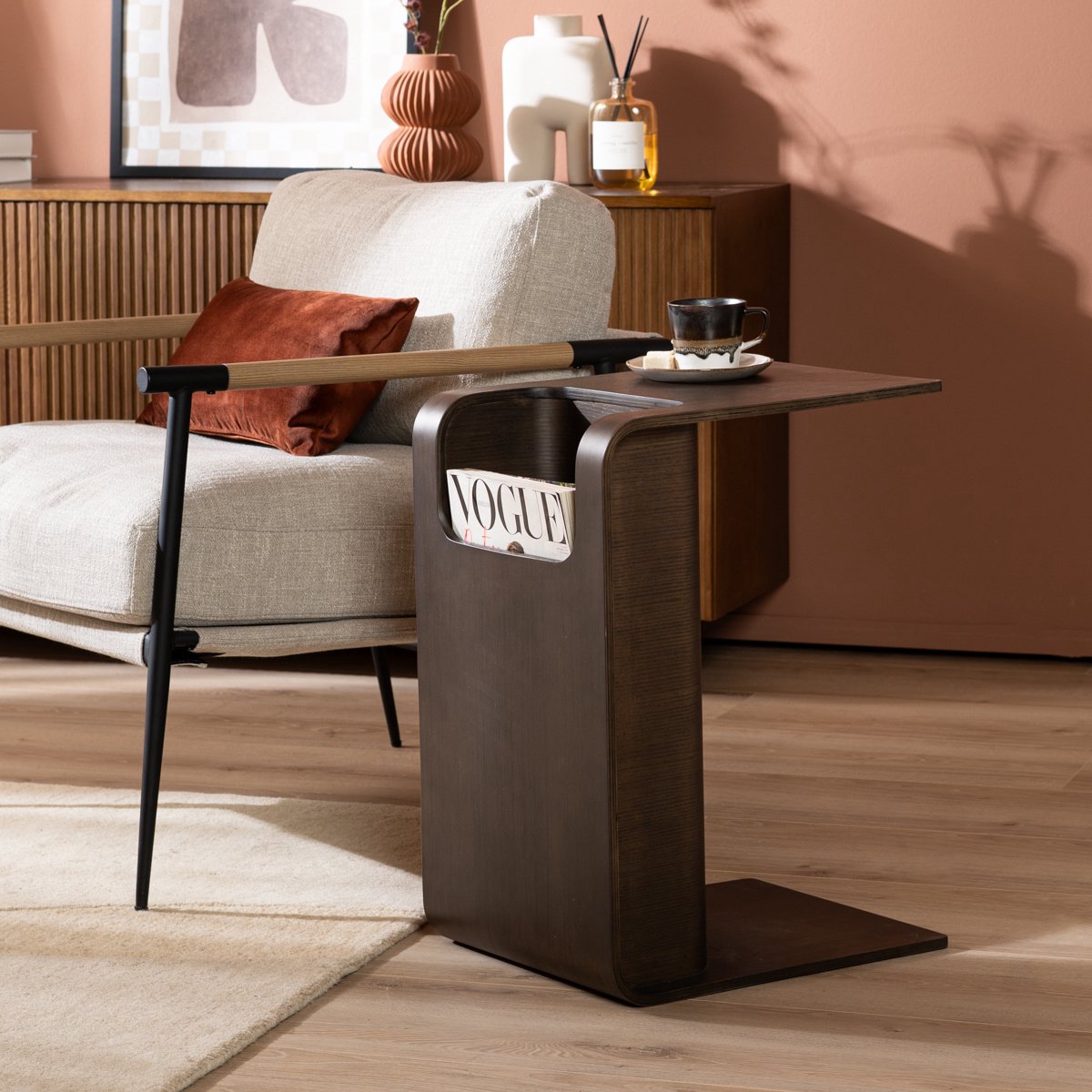 Bronx71® Scandinavische bijzettafel/salontafel Isla 60x35x45 walnoot