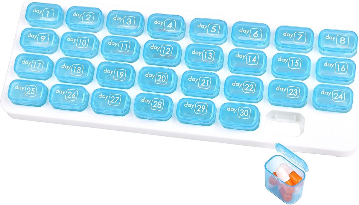 Pillenorganisator voor 31 dagen - Draagbare Medicijnopberger voor Vitamines en Supplementen