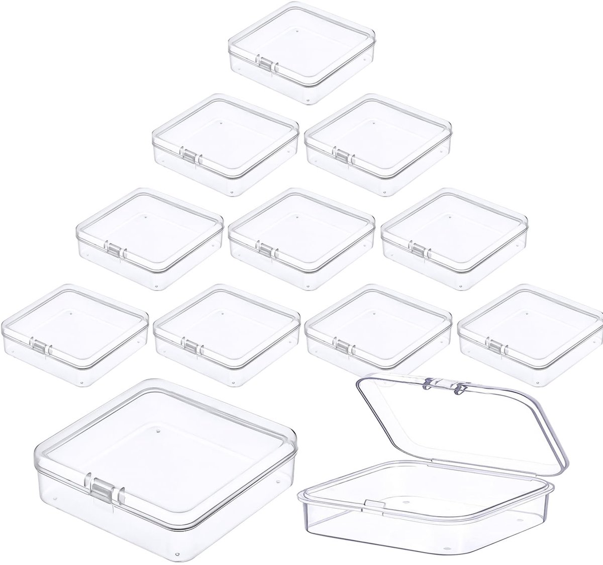 My Ninki ® Transparante Rechthoekige Mini-Opbergdozen Set van 12 met Deksel voor Knutsel- en Hobbyaccessoires