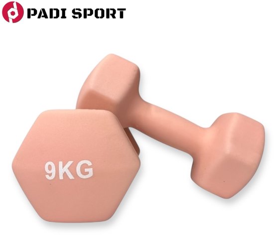 Padisport - Dumbells 9 Kg - Halter - Gewichten Set Halters - Gewichten 9 Kg - Roze - Gewichten - Dumbells - Halters - Gewichtjes 9 Kg