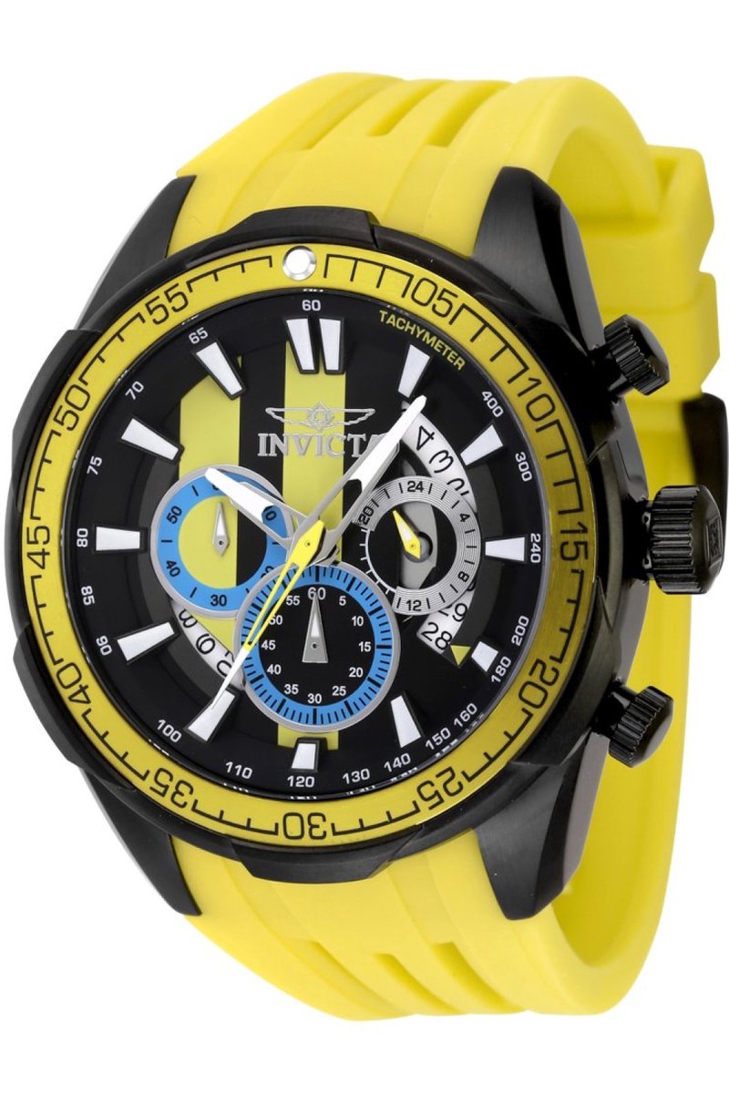 Invicta Racing 48452 Heren Horloge - Waterdicht - Analoog - Quartz Uurwerk - Roestvrij Staal met zwarte Wijzerplaat - 48mm