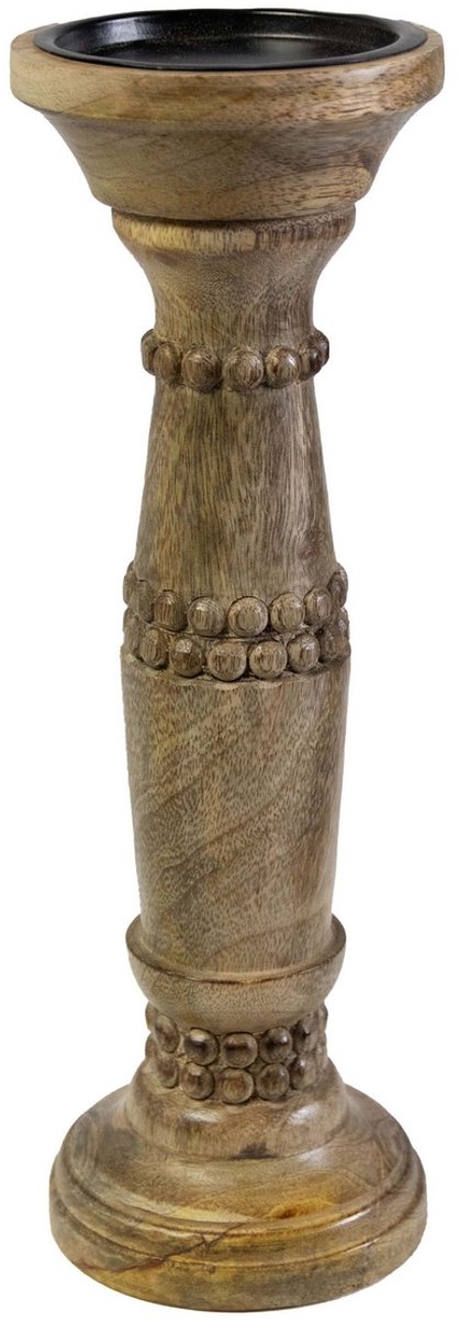 Candle Holder mango hout bubbel 30cm