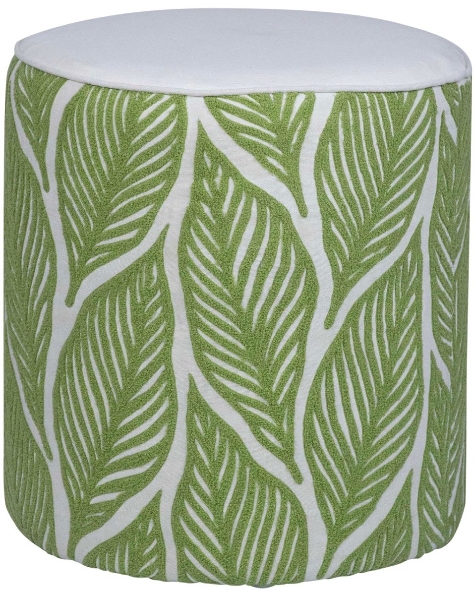 Lilou Poef bladeren groen 40x40x45cm
