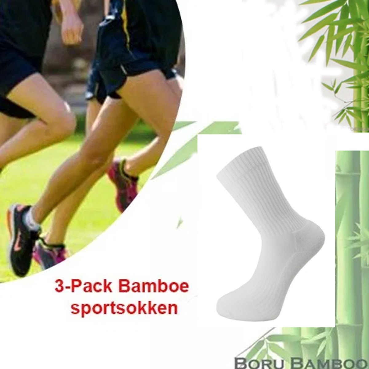 3-Pack Bamboe sportsokken | Kleur wit | Maat 39-42