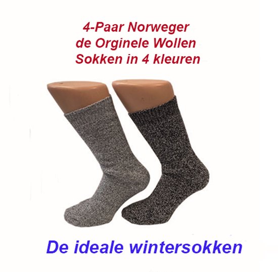 4 paires de Norweger Orginele Chaussettes en laine 4 couleurs - Taille 43-45
