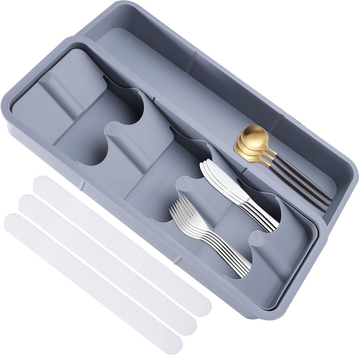 La'Moussawi ® Verstelbare Bestekorganizer met Antislip Functie voor Keukenschuiflade