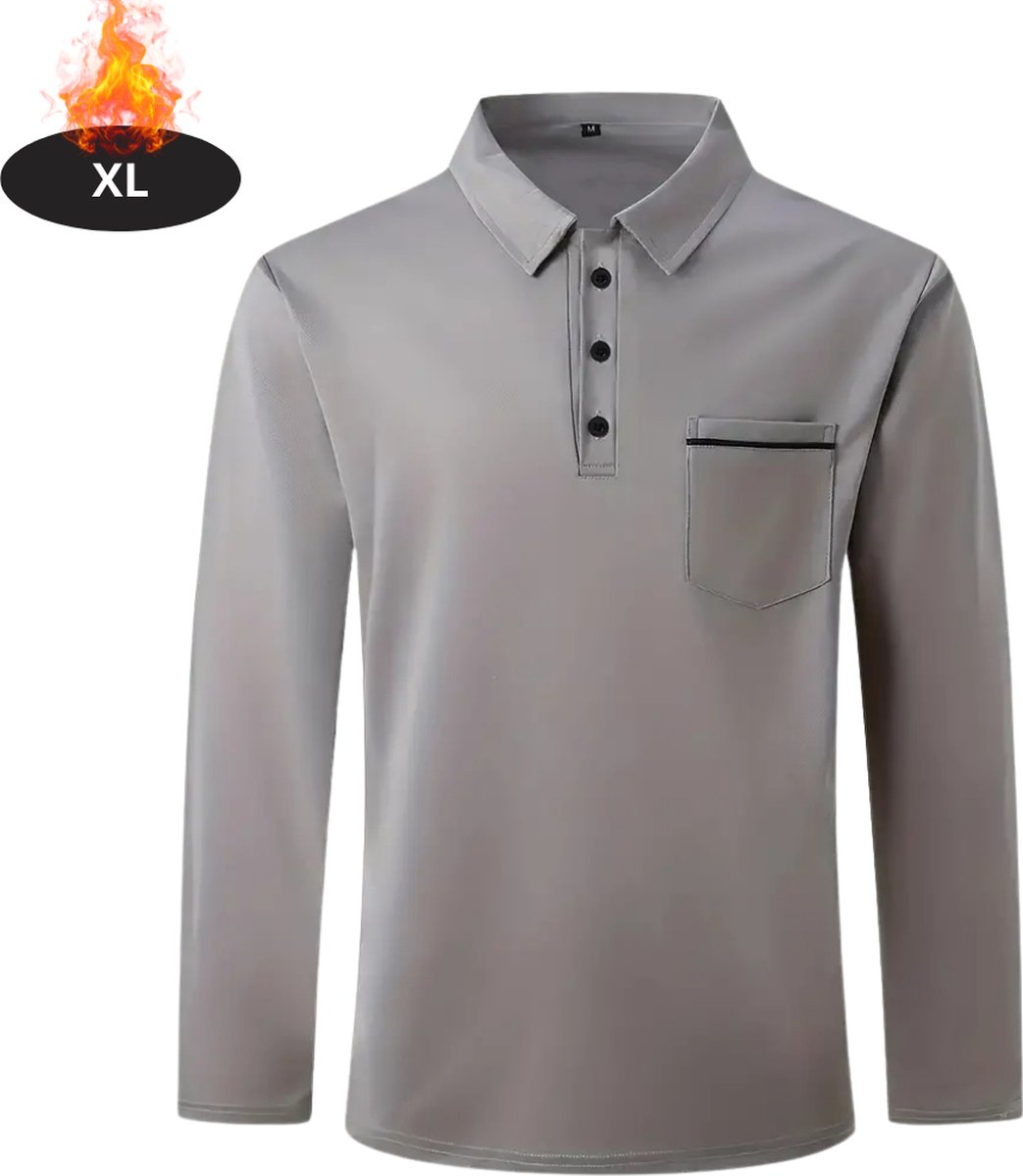 Livano Poloshirt Heren T-Shirt Heren Shirt Overhemd Polo Shirt Lange Mouwen Donkergrijs