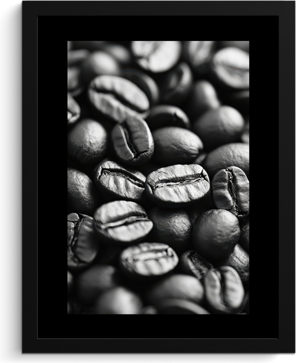 FrameYourWall Fotolijst inclusief poster - Posterlijst 30x40 cm - Posters - Koffiebonen - Zwart - Vintage - Foto in lijst - Keuken decoratie muur - Wanddecoratie accessoires - Muurdecoratie - Schilderijen