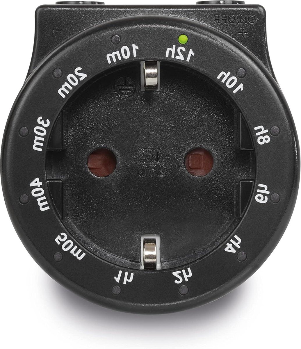CT4-timer stopcontact met geïntegreerde LED-indicator en energiebesparende digitale timer - zwart - Duitse 220V-stekkers