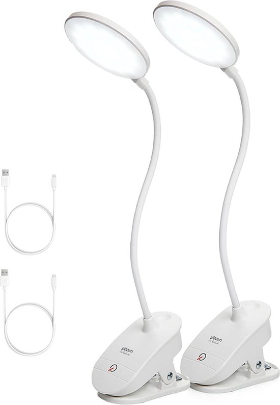 Diboniur Bureaulamp, klem, oplaadbaar, led-leeslamp, 360 graden, flexibel, clip voor kinderen, 3 kleuren en intensiteit, instelbaar voor studie en werk, helderheid, oogbescherming