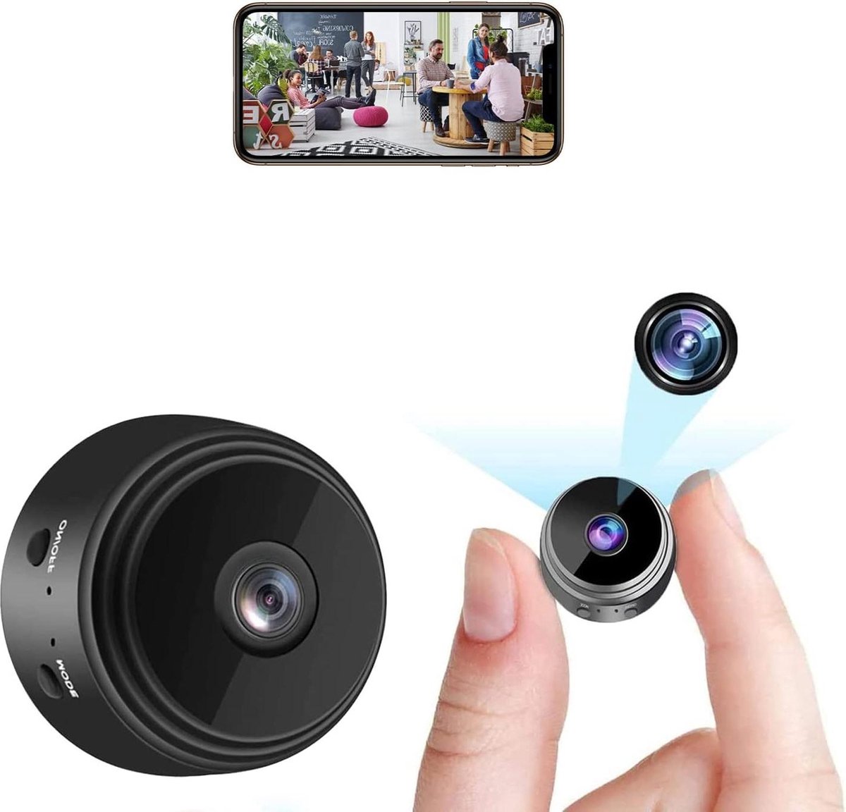 Spy Camera - Bewakingscamera - Spycam Mini-camera 1080p wifi-camera met bewegingsdetectie en nachtzicht - geschikt voor gezinnen met batterijvoeding