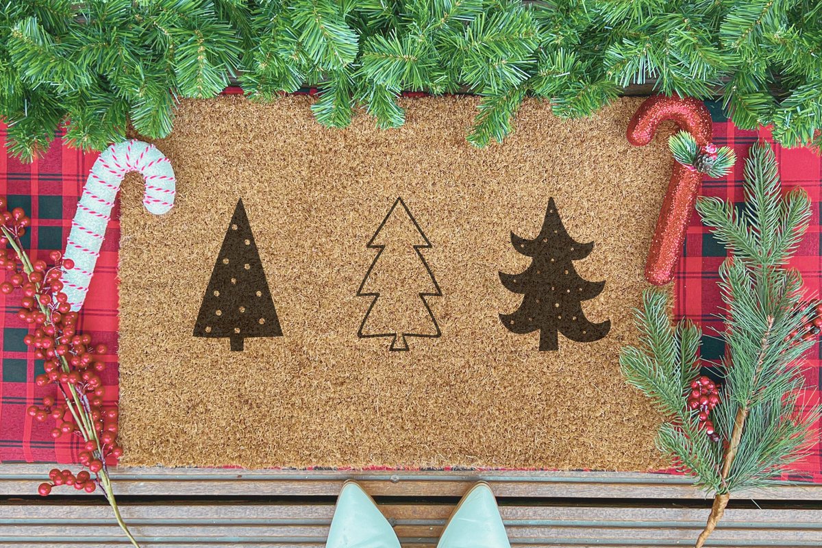 Christmas Trees | 90x60 cm | Nieuwe huis cadeau | Ingangsmat | Deurmat met stijl | Verhuizing cadeau | Praktisch & trendy | Perfect voor binnenkomst | Cadeau voor nieuwe woning