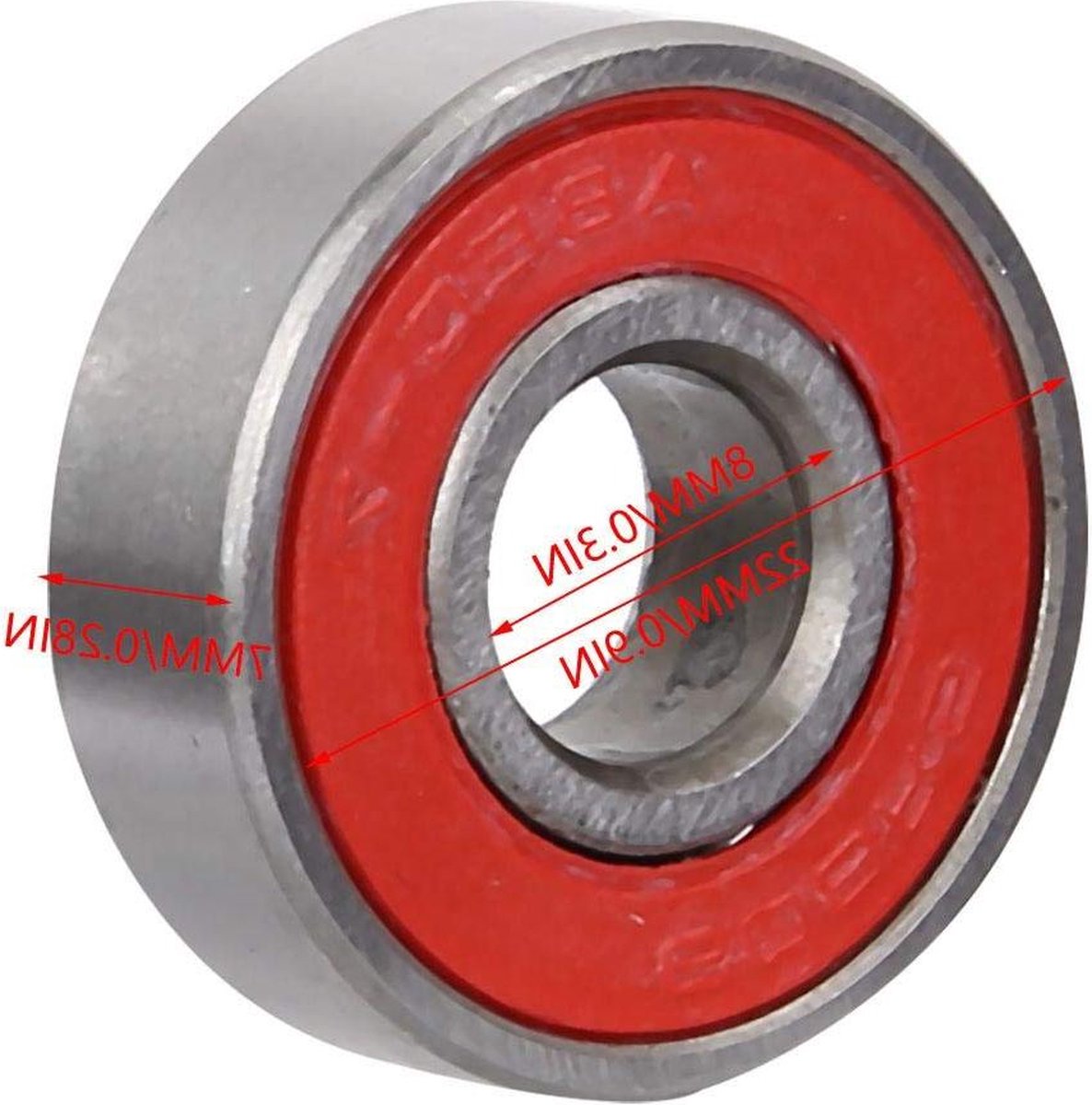 8 stuks skate rollerlagers – longboard roller skate lagers 608 kogellagers – rood – inline skates .