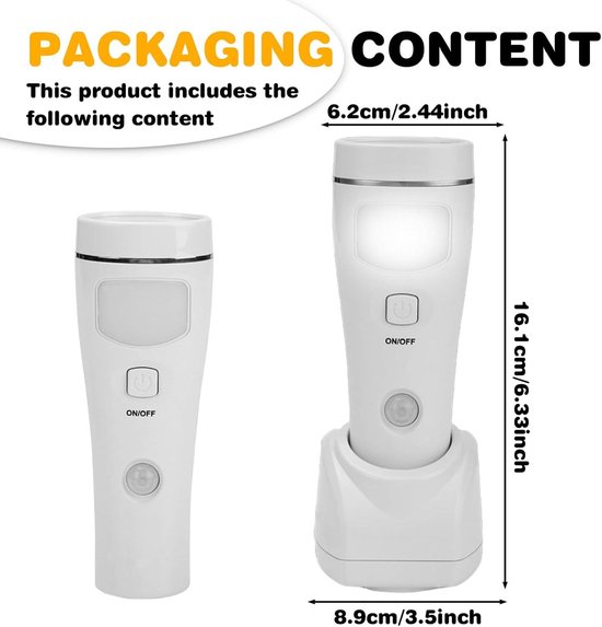 Oplaadbare LED-Oriëntatielamp, Nachtlamp, Zaklamp, Noodverlichting - Bewegingssensor