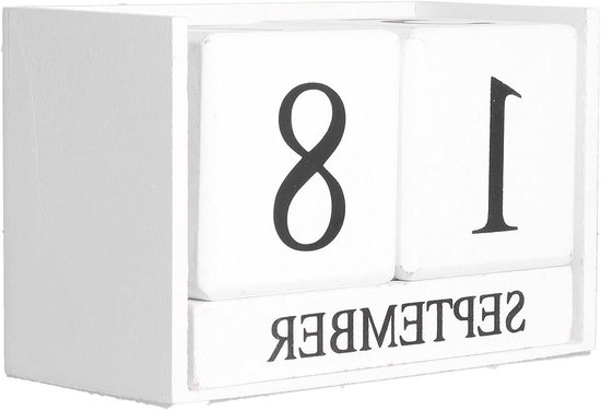 Bartl 102501 Eeuwigdurende Houten Kalender – Met Verschuifbare Cijfers, Decoratief En Tijdloos, Voor Bureau Of Keuken
