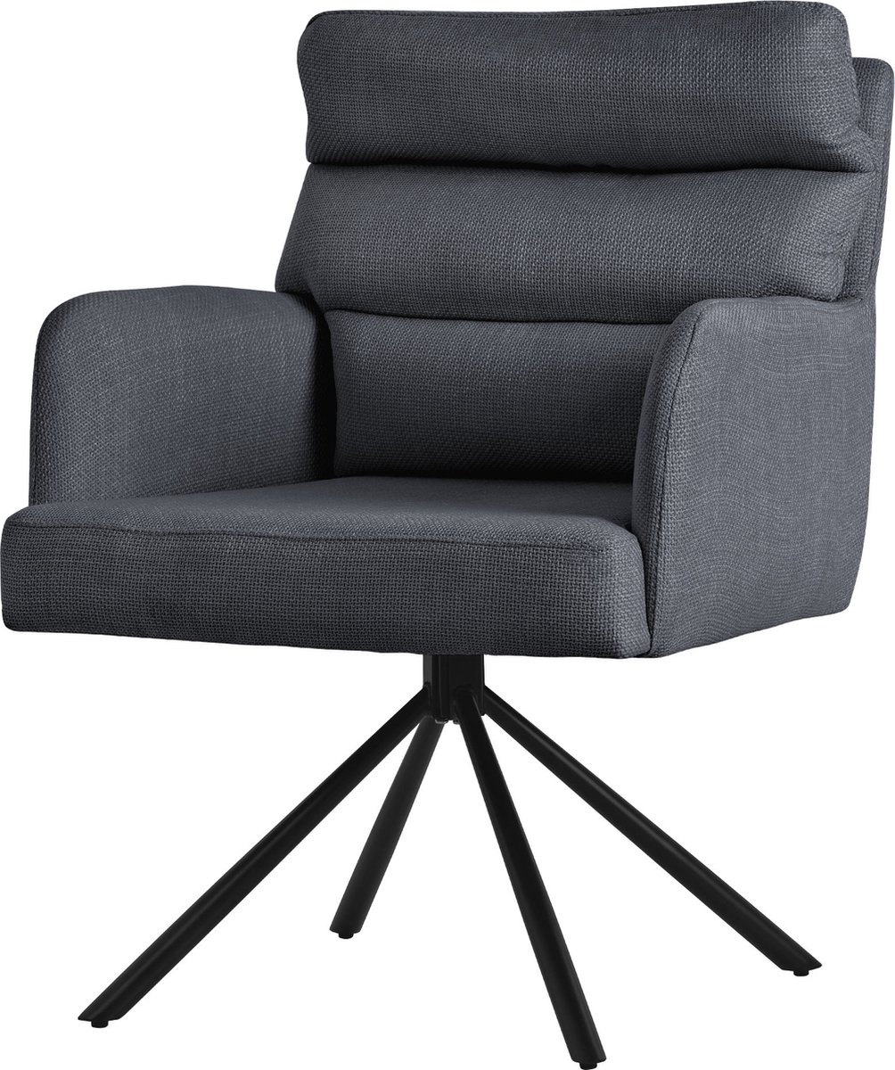 ml-design eetkamerstoel draaibaar antraciet, woonkamerstoel met armleuning & rugleuning, draaistoel autostoel, gestoffeerde stoel met polyester bekleding & afneembaar rugkussen metalen poten