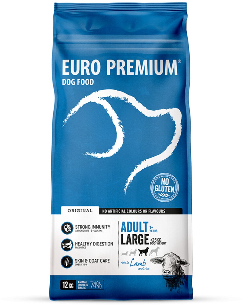 Euro Premium Adult Large w/Lamb & Rice hondenvoer 2 x 12 kg