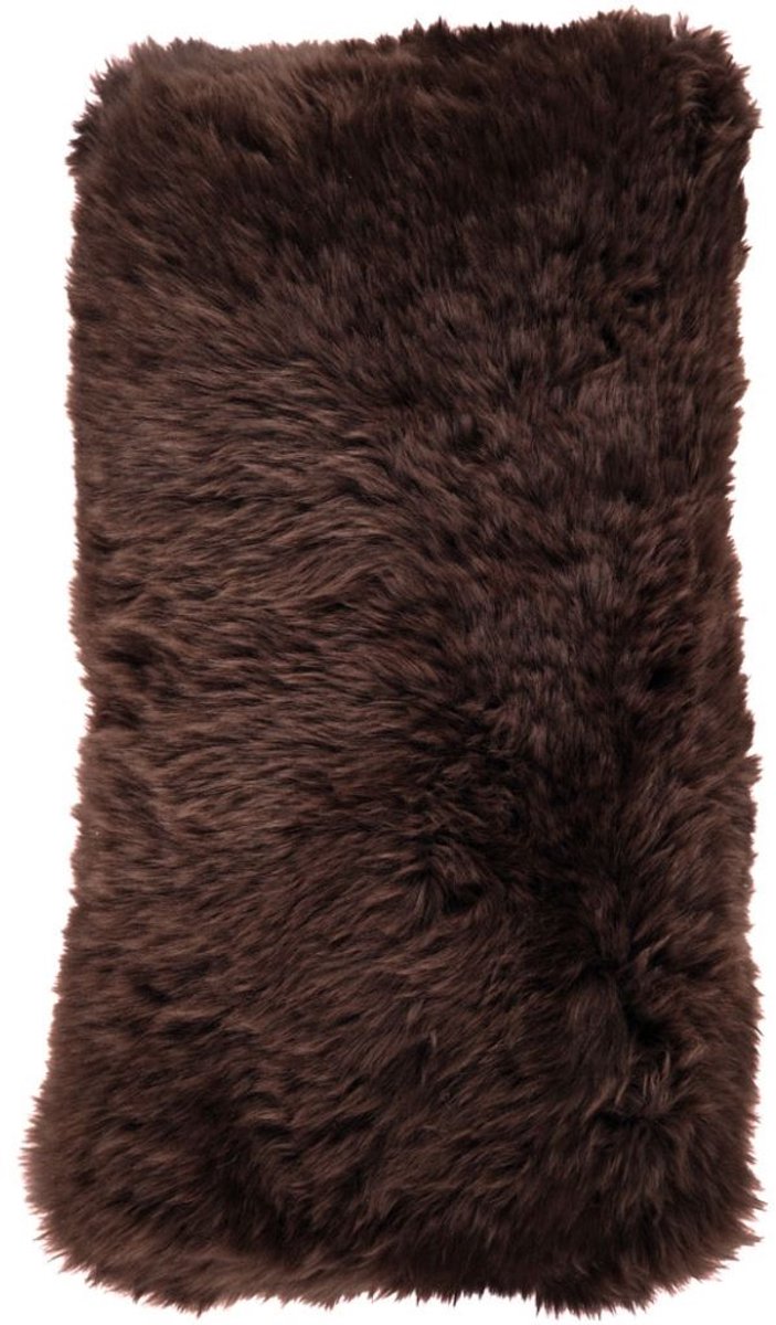 Sheepskin House Langharig Schapenvacht Kussen - 28x56 cm Chocolate